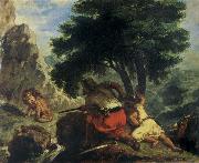 Eugene Delacroix Lion Hunt in Morocco china oil painting reproduction